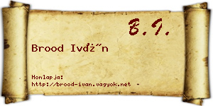Brood Iván névjegykártya